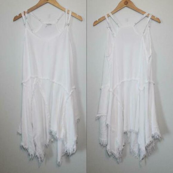 Intimately Free People Tattered Up Shredded Trim Slip Dress White Medium H12845 - Picture 10 of 11